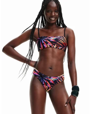 Sutien de baie bandeau, Negru/Portocaliu/Roz