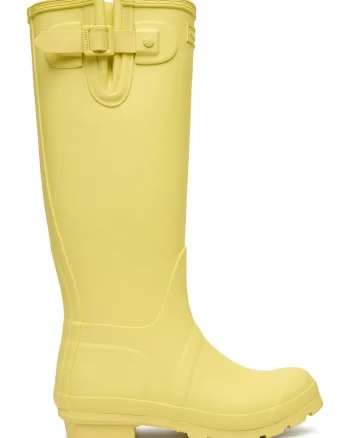 Cizme de cauciuc  pentru femei, galbene, stil de ploaie, slip on, material textil, Galben