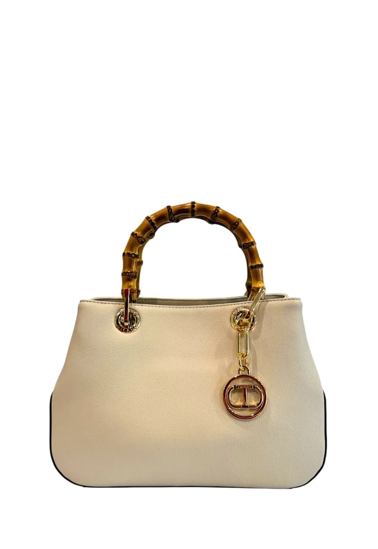 Geanta crossbody din piele ecologica, Alb fildes