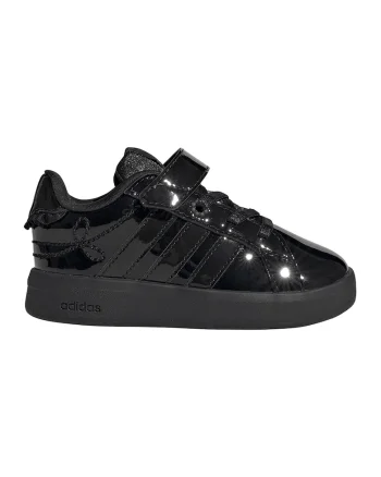 Pantofi sport Grand Court 3.0 din piele ecologica cu inchidere velcro si sireturi elastice, Negru