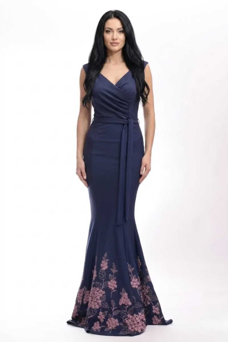 Rochie Artista de seara lunga tip sirena cu broderie la baza