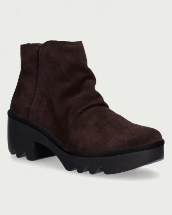 Fly London botine cu toc pentru femei din piele întoarsă TULP592FLY