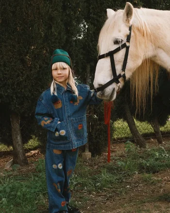 Tinycottons blugi straight pentru copii TINY APPLES DENIM PANT