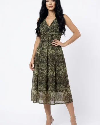 Rochie de ocazie Moze midi cu croiala clos