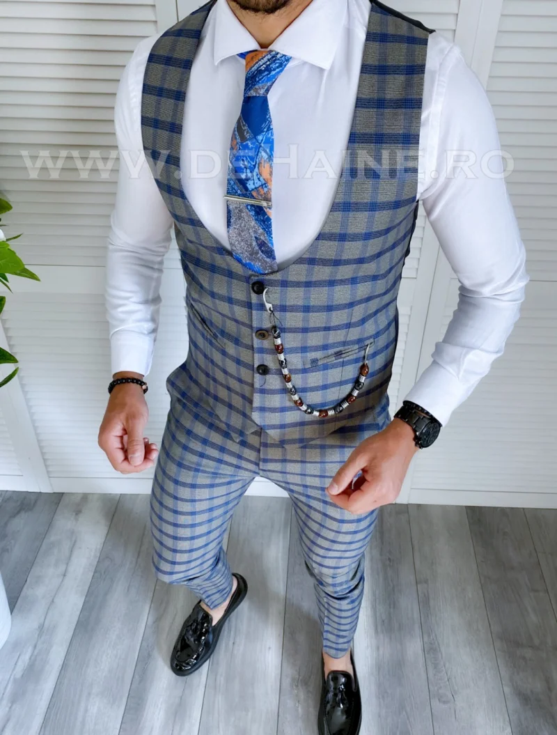 Compleu barbati in carouri Vesta + Pantaloni A3943 O3-4.2