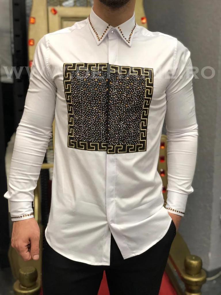 Camasa barbati alba slim fit B5500 4-3.2