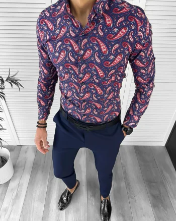 Camasa barbati bleumarin slim fit 13001 W15  U1-1