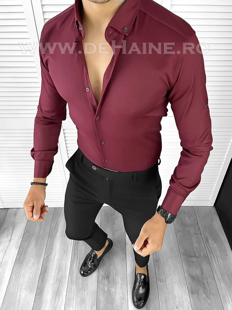 Camasa barbati slim fit grena B8486 5-1 E