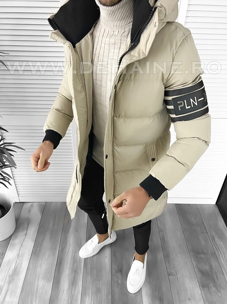 Geaca barbati groasa bej de iarna 9025 57-2