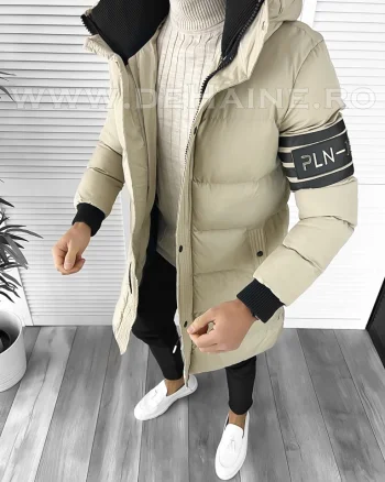 Geaca barbati groasa bej de iarna 9025 57-2