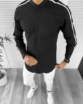 Camasa barbati neagra slim fit 12999 2-2.1
