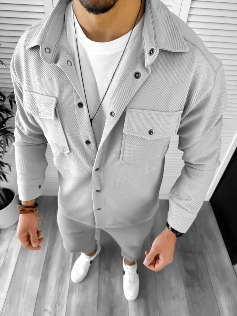 Camasa barbati casual gri 12504 14-5.1