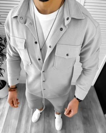 Camasa barbati casual gri 12504 14-5.1