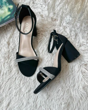 Sandale dama negre  piele intoarsa GH110  N13-4
