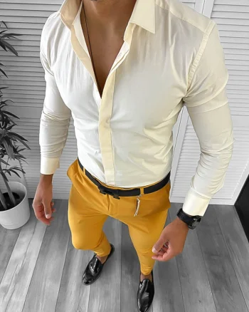 Camasa barbati slim fit crem 12658 BATAL Y17-4