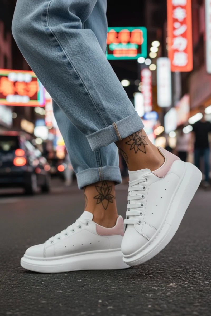 Adidasi dama casual albi A2906  T5-3