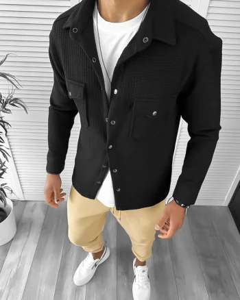 Camasa barbati casual neagra 12911 Y17