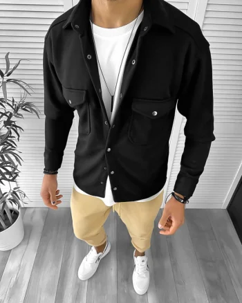 Camasa barbati casual neagra 12910  52-3