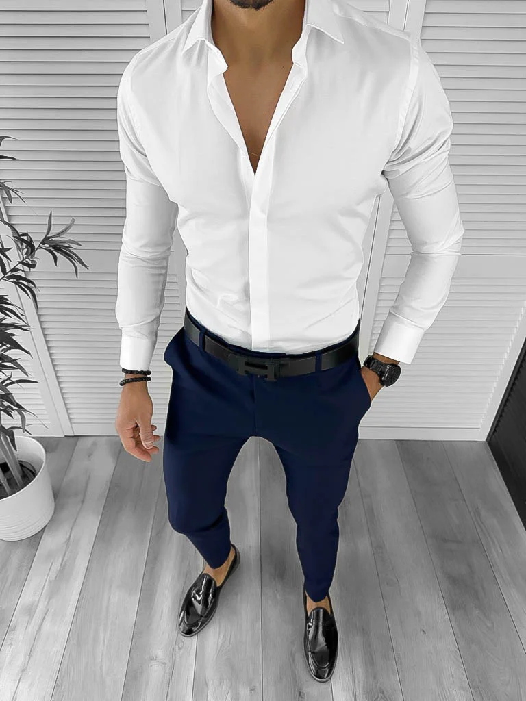 Camasa barbati  alba  slim fit 12989