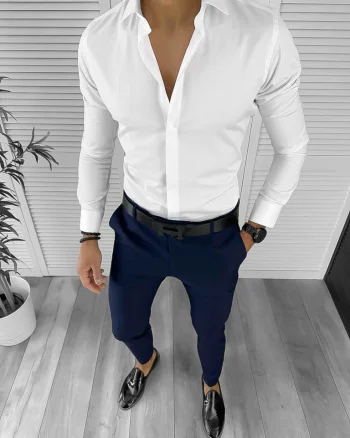 Camasa barbati  alba  slim fit 12989
