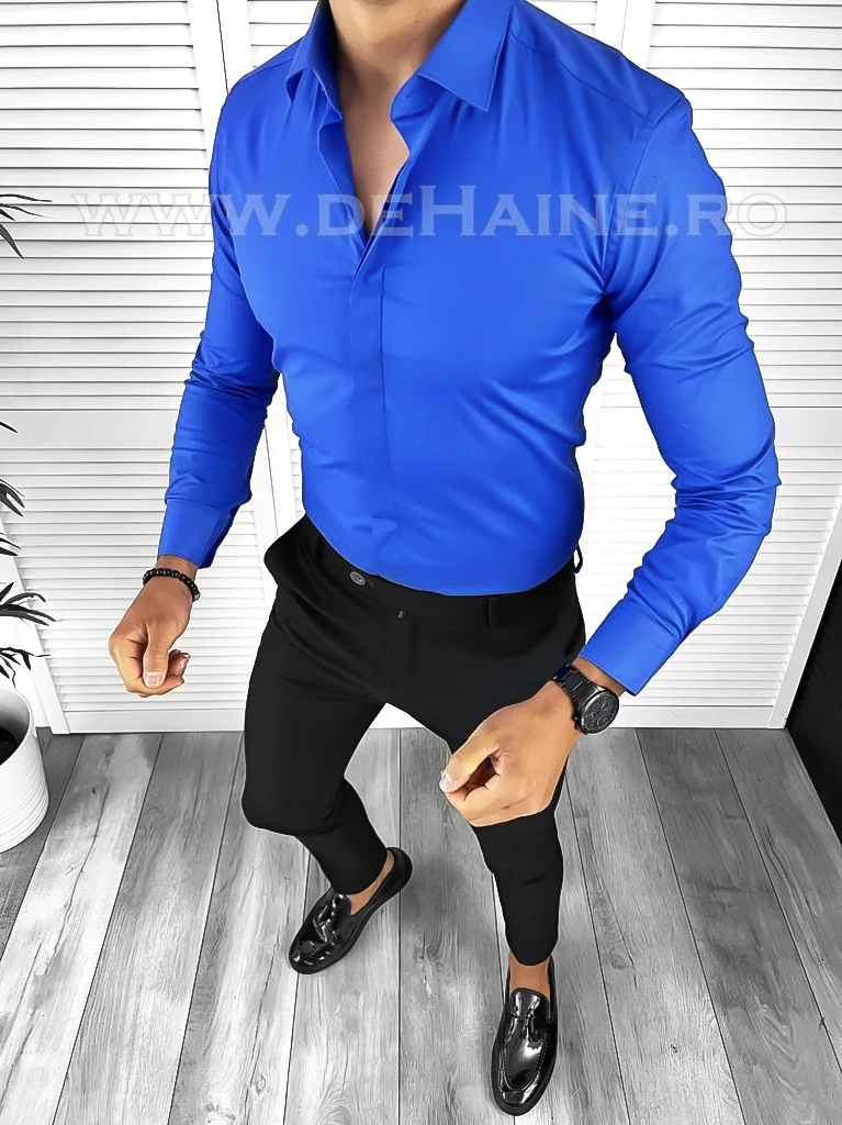 Camasa barbati albastra slim fit B8413