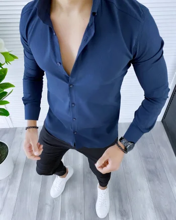 Camasa barbati bleumarin slim fit B5341 W15