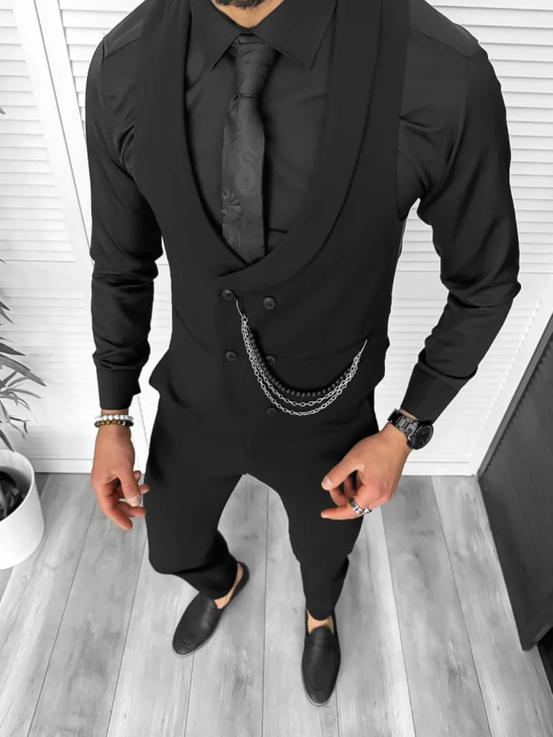 Compleu barbati negru   Vesta + Pantaloni 11844  P18-5.2