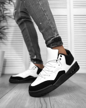 Adidasi barbati casual  albi cu negru 5919
