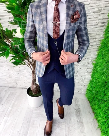 Sacou barbati in carouri slim fit ZR A4880