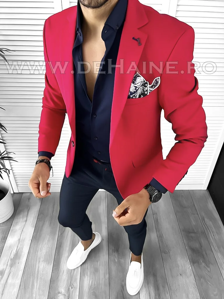 Sacou barbati rosu slim fit A4001 X