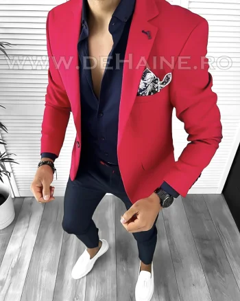 Sacou barbati rosu slim fit A4001 X