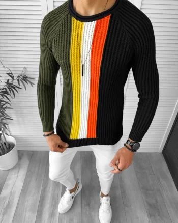 Pulover barbati gros slim fit negru T3578 110-2