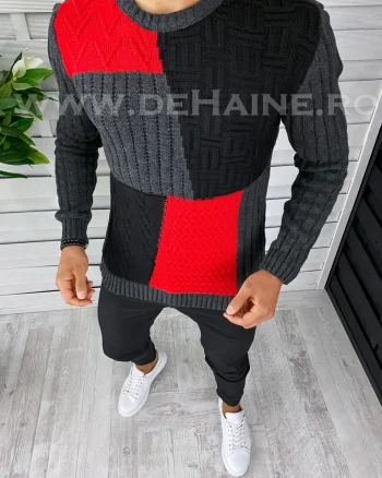 Pulover barbati gros slim fit gri inchis T3611 3-2.2