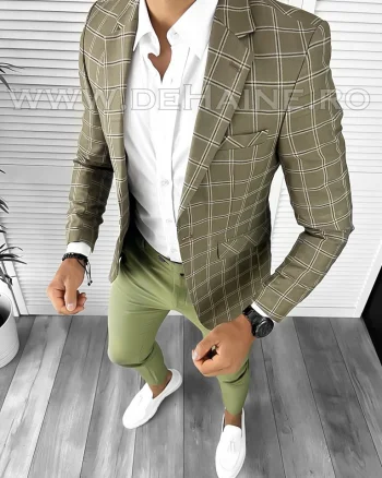 Sacou barbati in carouri slim fit B5019 22A-1