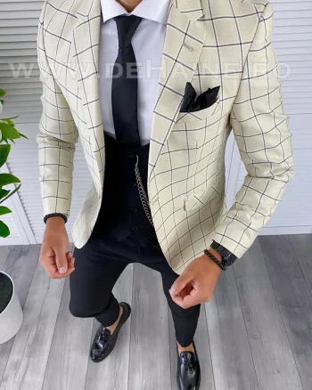 Sacou barbati in carouri slim fit B4991 107-1