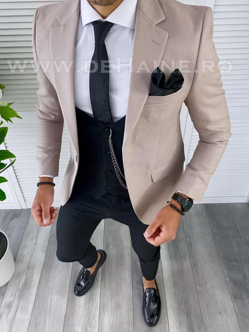 Sacou barbati roz pal slim fit B4985 80-4.1