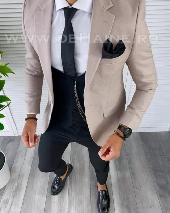 Sacou barbati roz pal slim fit B4985 80-4.1