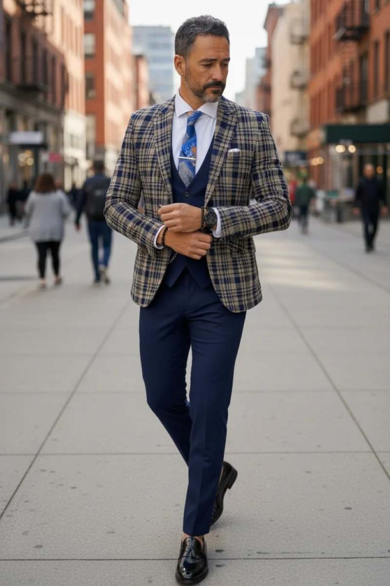 Sacou barbati in carouri slim fit B5289 13-5.3