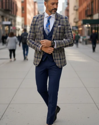 Sacou barbati in carouri slim fit B5289 13-5.3