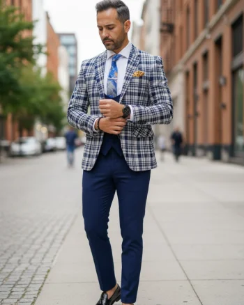 Sacou barbati in carouri slim fit B5293 13-2