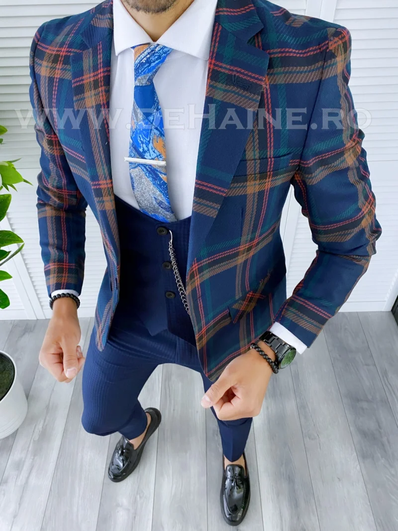 Sacou barbati in carouri slim fit B5299  O3-1.3