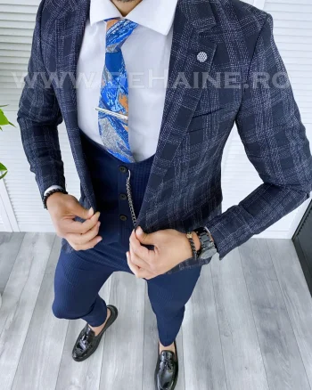 Sacou barbati in carouri slim fit B5315 O2-4.3