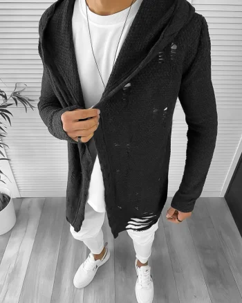 Cardigan barbati gri inchis slim fit ZR T3559 k22-3.4