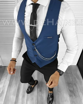 Vesta barbati eleganta slim fit bleumarin B8065 140-6 E