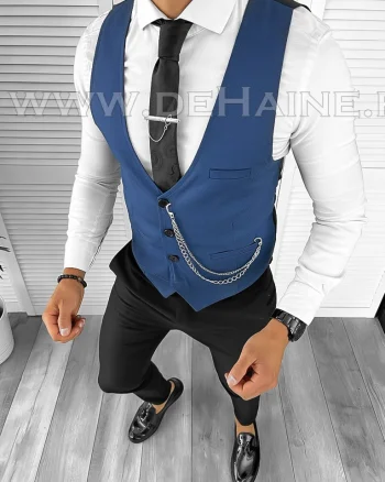 Vesta barbati eleganta slim fit bleumarin B8127 75-4 e