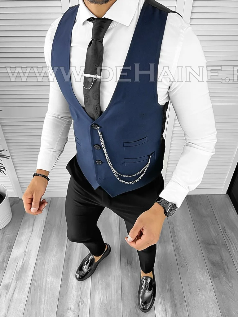 Vesta barbati eleganta slim fit bleumarin B8169  O4-5.1