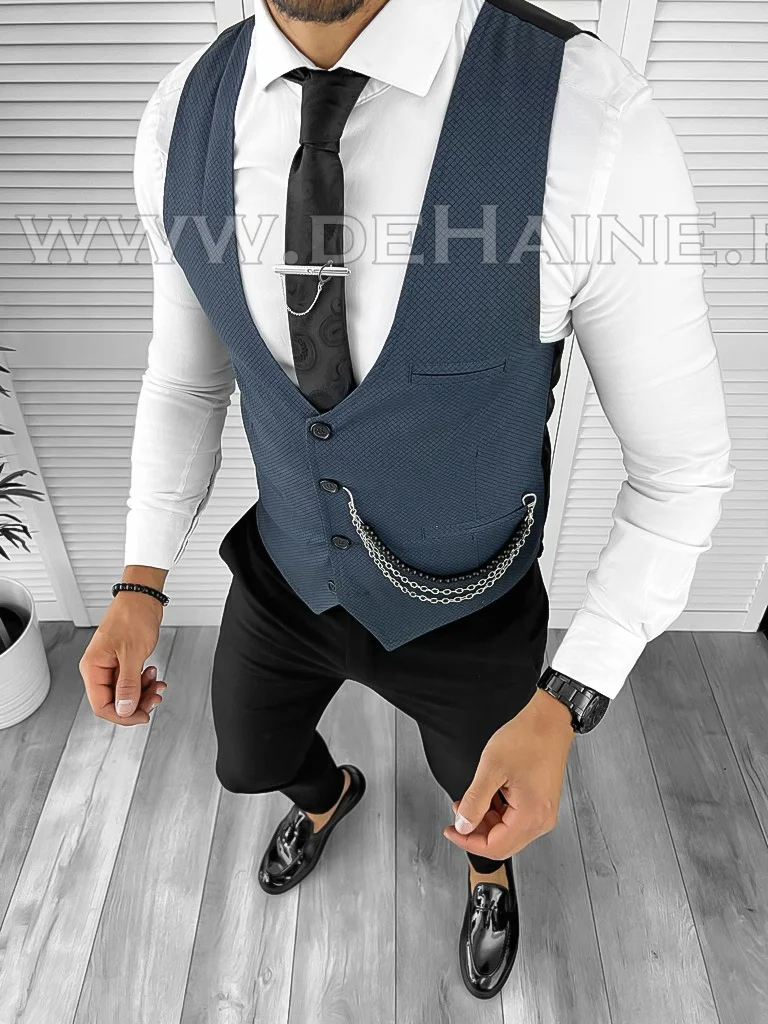 Vesta barbati eleganta slim fit bleumarin B8189 P19-3.2