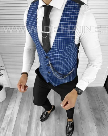 Vesta barbati eleganta slim fit bluemarin B8061 N7-3.2