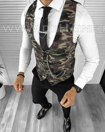 Vesta barbati eleganta slim fit camuflaj B8075 119-3