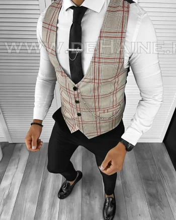 Vesta barbati eleganta slim fit maro B8089 Q1-2